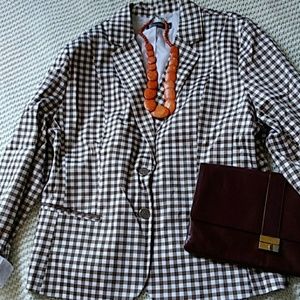 Brown and white checker blazer